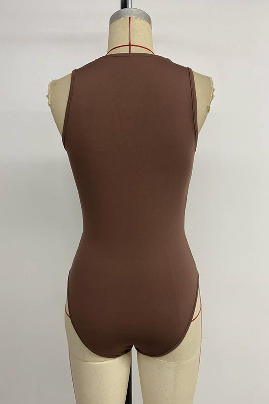Draped Neck Sleeveless Bodysuit