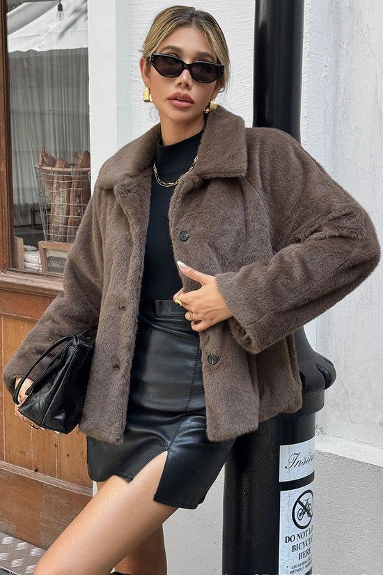 Chic Buttoned Faux Fur Coat