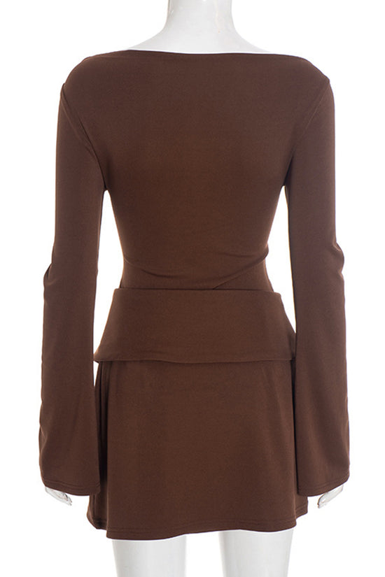 Chic Long Sleeve Skirt Set
