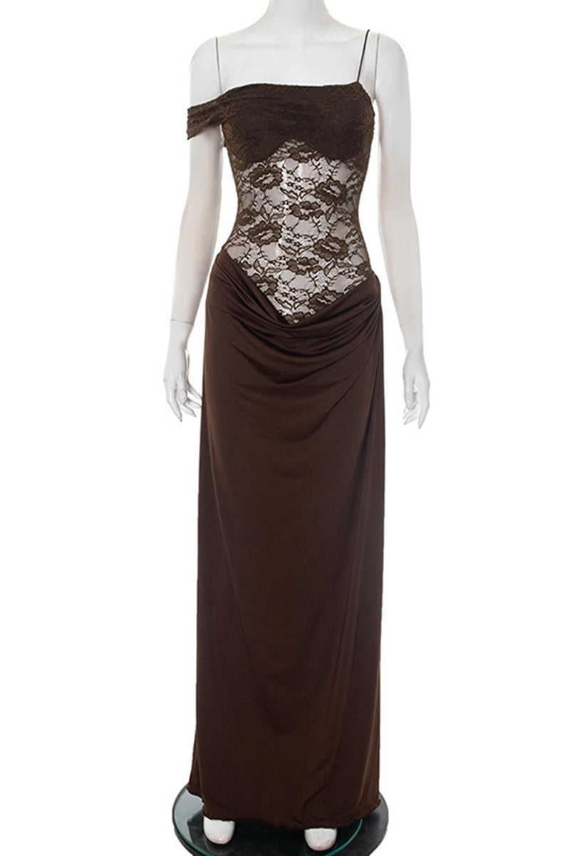 Off-Shoulder Lace Bodycon Casual Dress