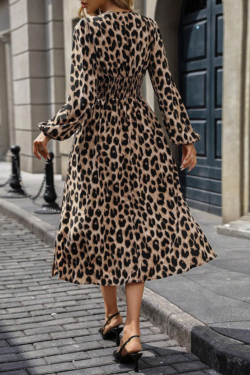 Chic Leopard Print Midi Dress