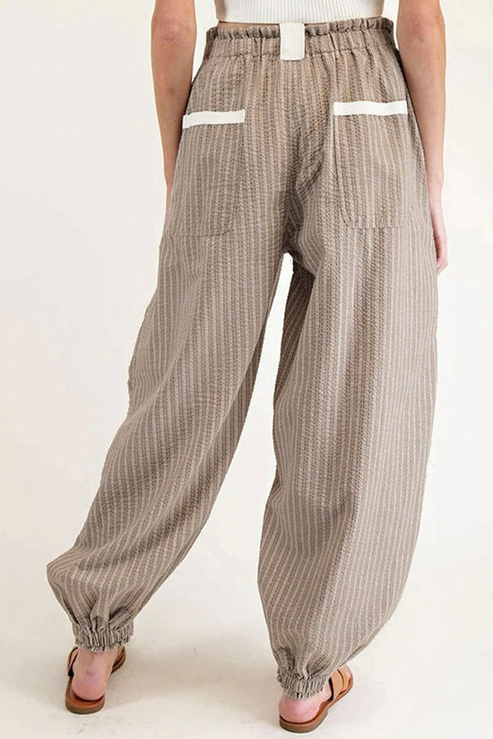 Stripe Drawstring Cargo Jogger Pants