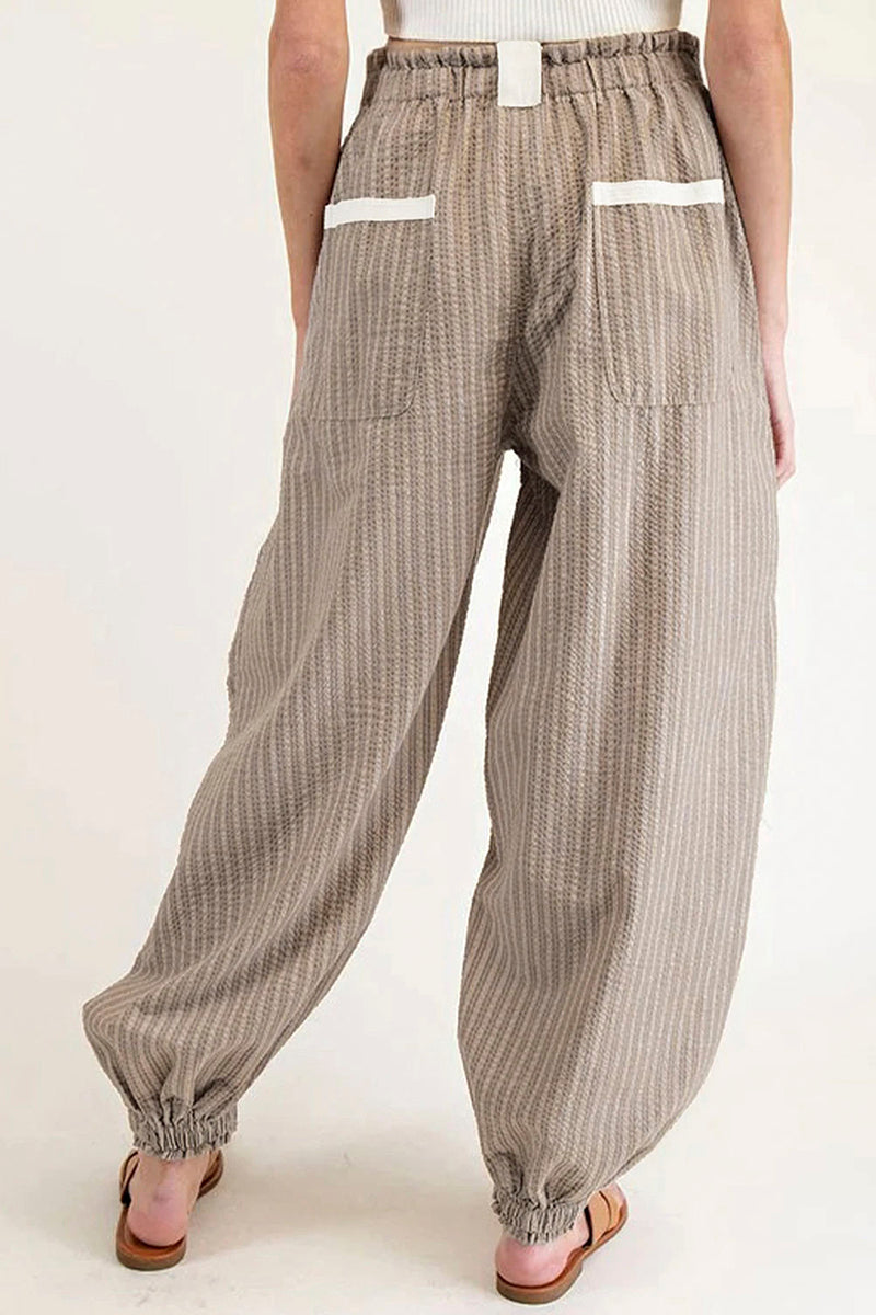 Stripe Drawstring Cargo Jogger Pants
