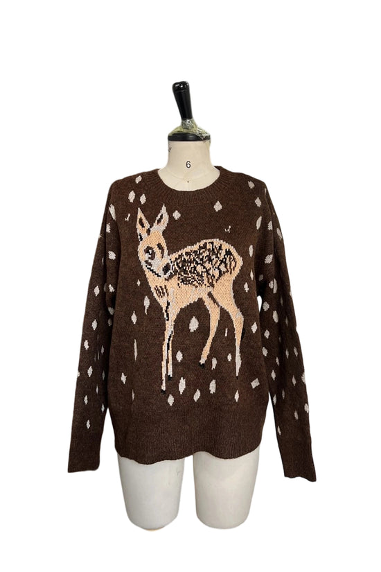 Deer Motif Cozy Sweater