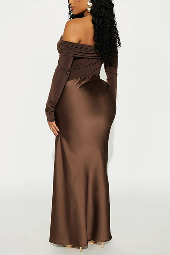 Off-Shoulder Long Sleeve Casual Dress