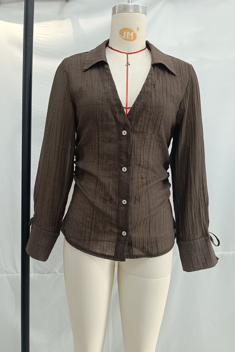 Stylish Buttoned Long Sleeve Blouse