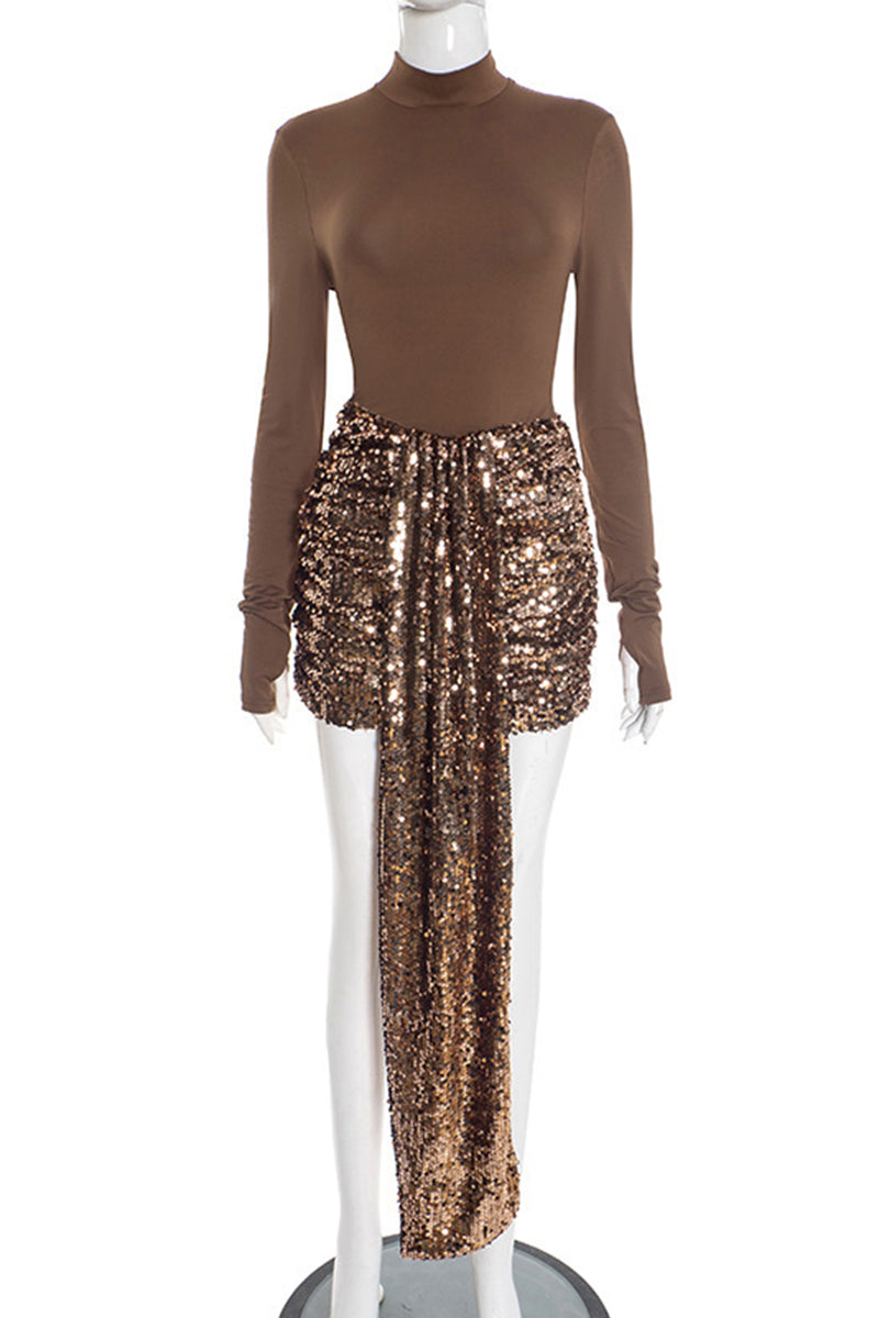 Elegant Sequin Skirt Set