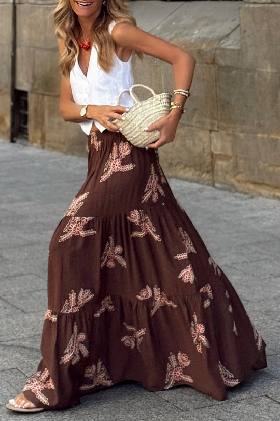 Bohemian Print Tiered Skirt