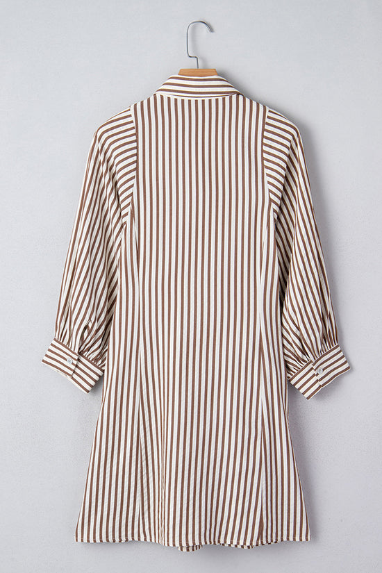 Striped Button-Down Tie Waist Dress