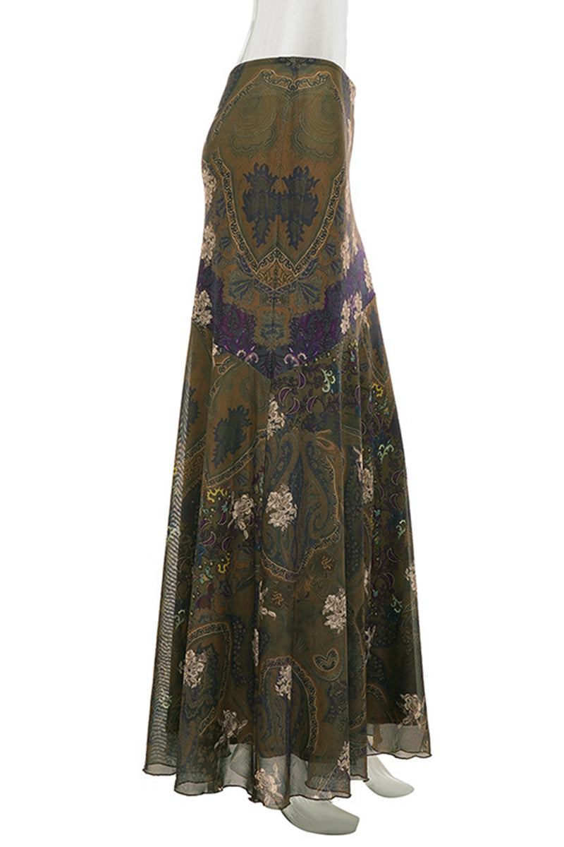 Floral Patterned Midi Skirt