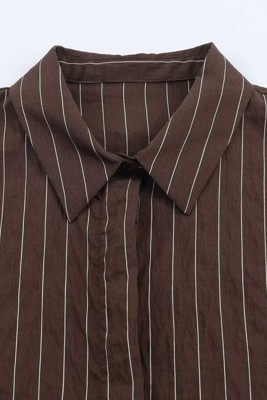 Striped Buckle Accent Long Sleeve Shirt