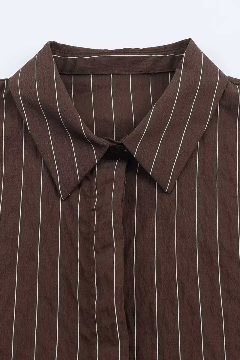 Striped Buckle Accent Long Sleeve Shirt