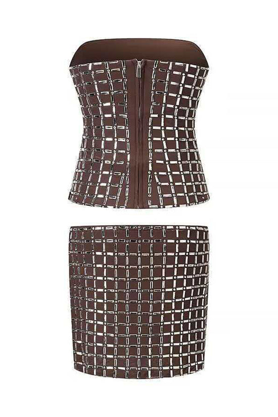 Geometric Strapless Skirt Set