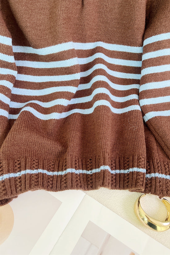 Striped Lace-Up Sweater