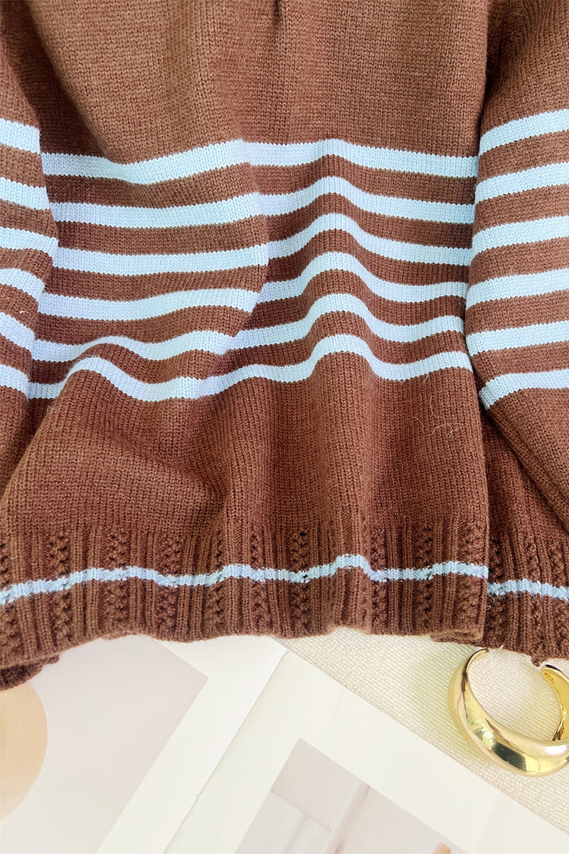 Striped Lace-Up Sweater