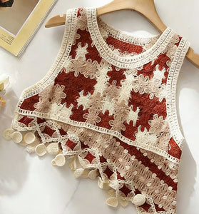 Colorful Floral Crochet Tank Top