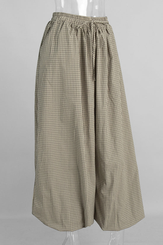 Plaid Wide-Leg Casual Pants