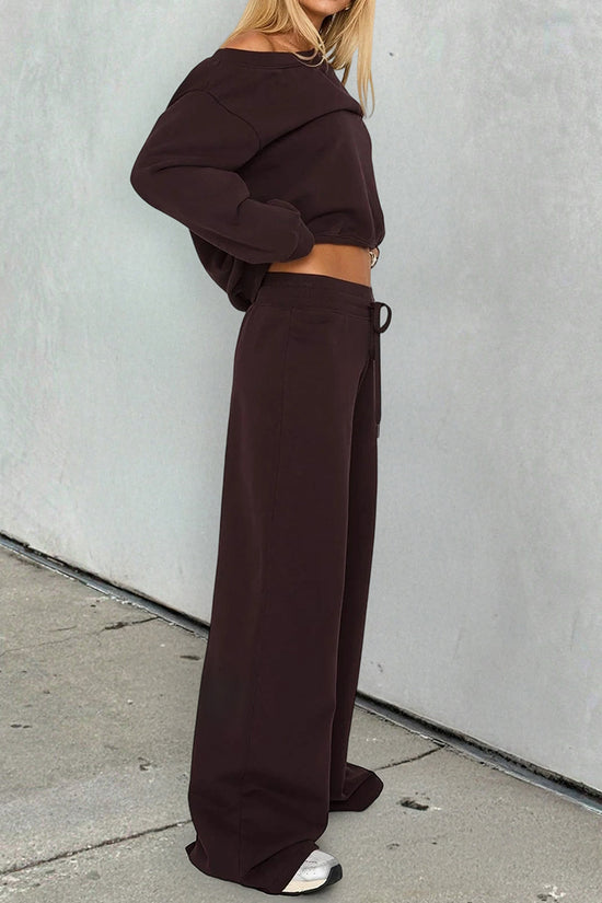 Relaxed Fit Off-Shoulder Lounge Pants Set