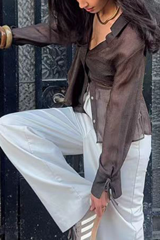 Stylish Buttoned Long Sleeve Blouse