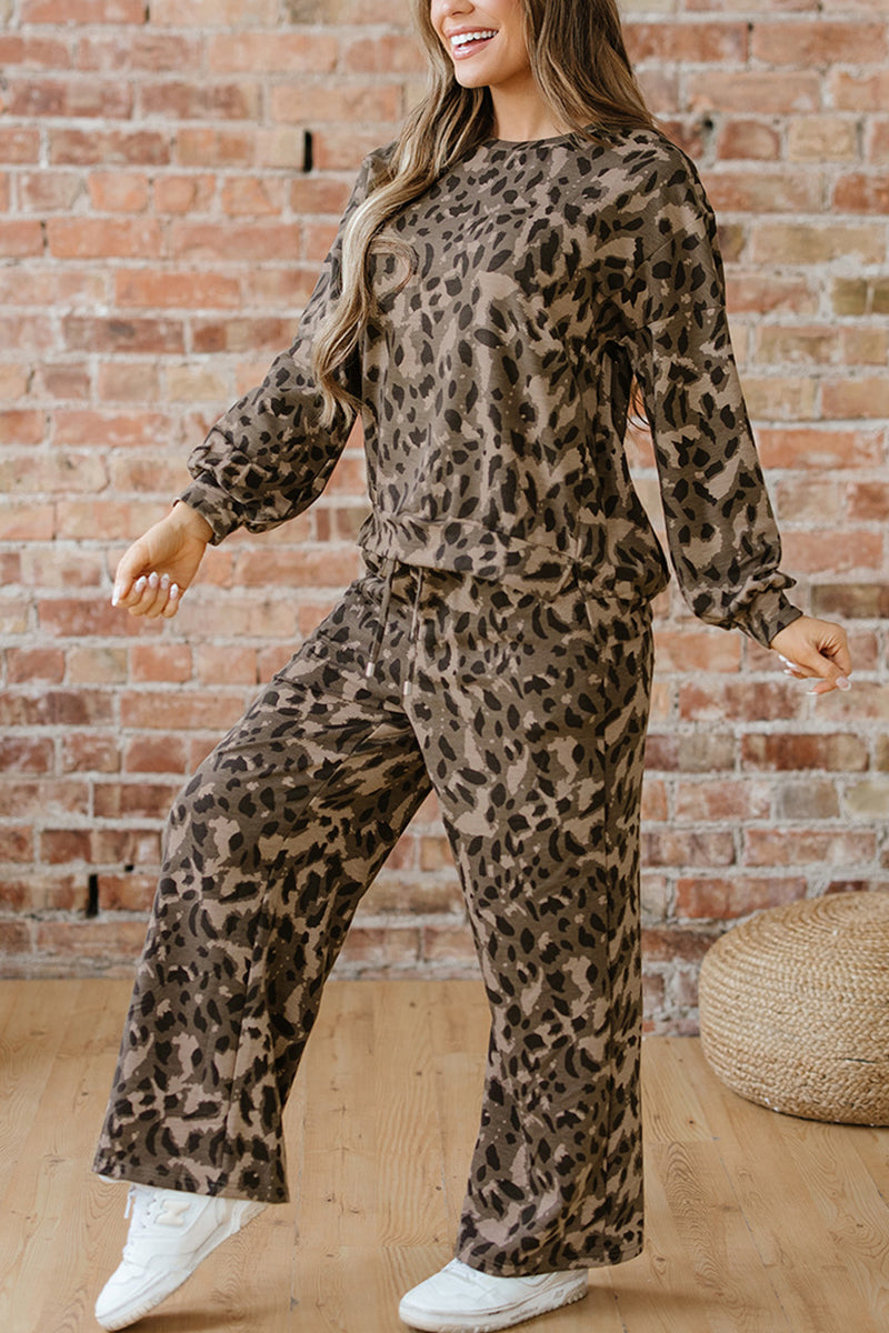 Leopard Print Relaxed Pants Set