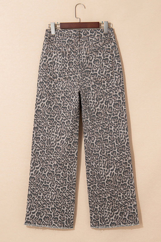 Chic Leopard Print Straight Jeans