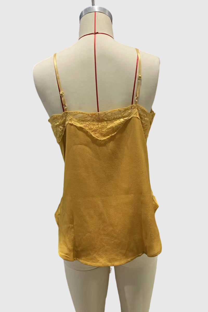 Chic Lace Trim Camisole Top