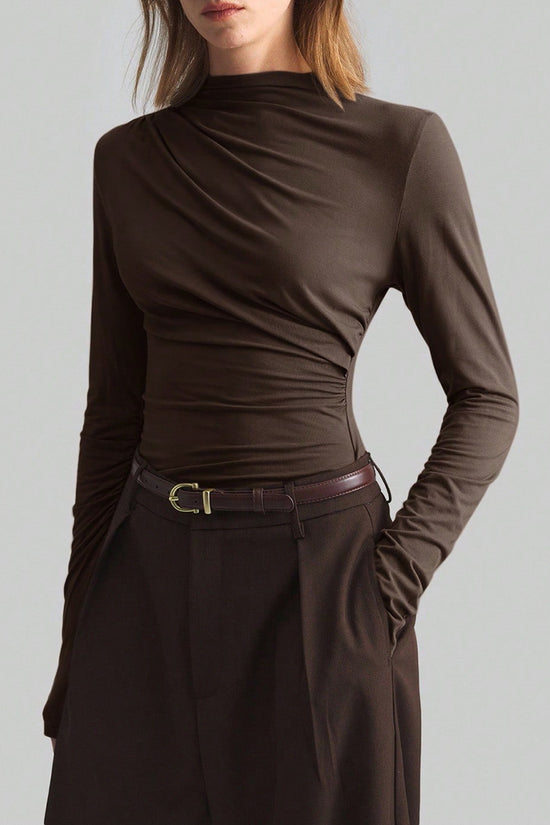 Elegant Draped Long Sleeve Top