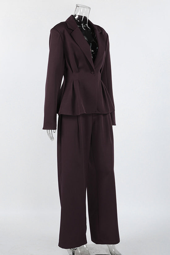 Elegant Tailored Suit Set with Wide-Leg Pants