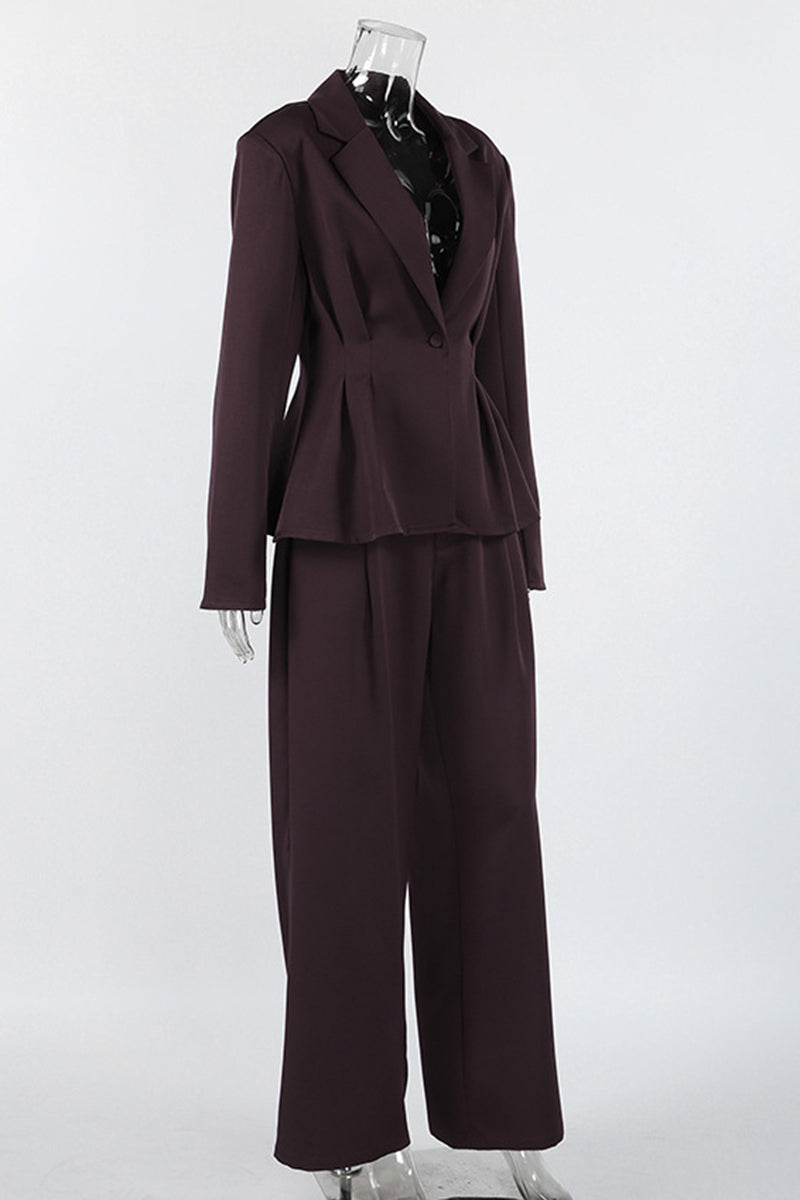 Elegant Tailored Suit Set with Wide-Leg Pants