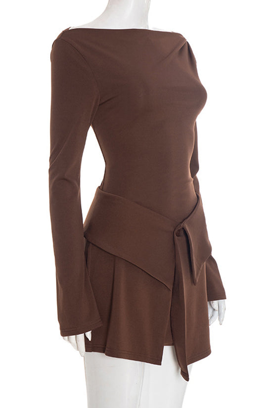 Chic Long Sleeve Skirt Set