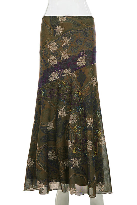 Floral Patterned Midi Skirt