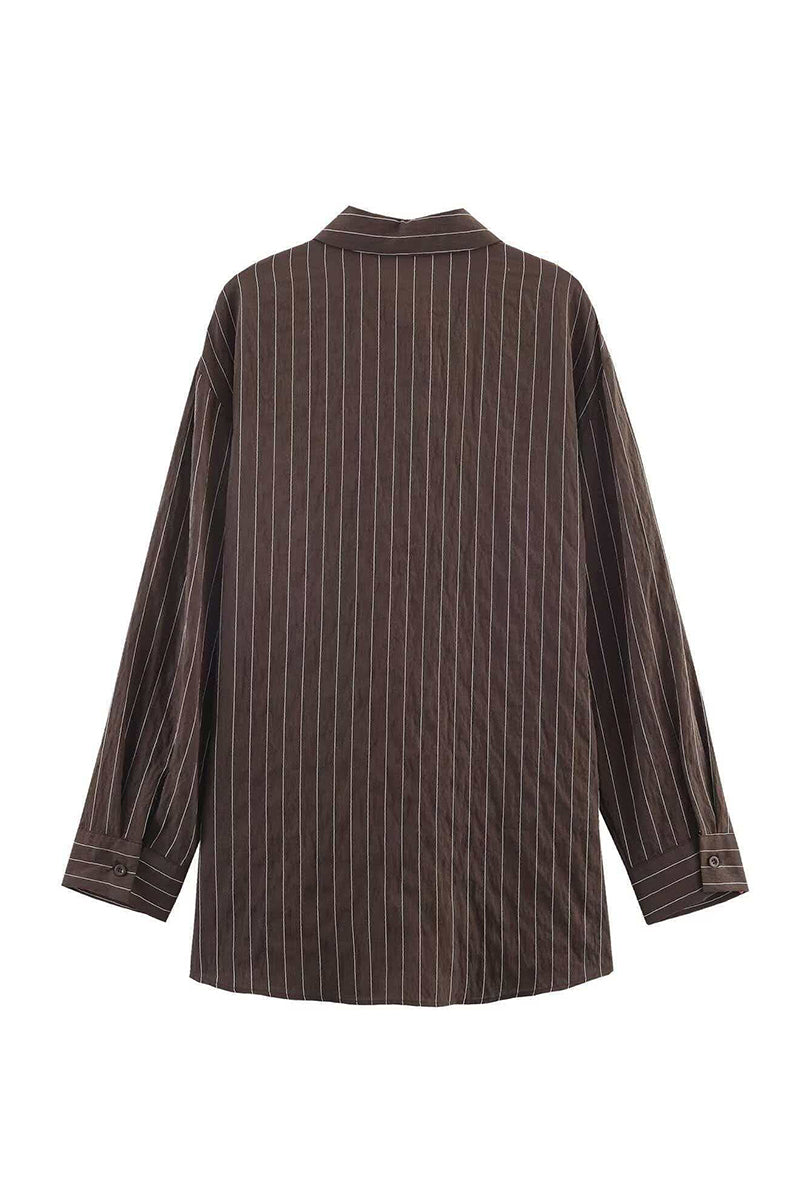 Striped Buckle Accent Long Sleeve Shirt