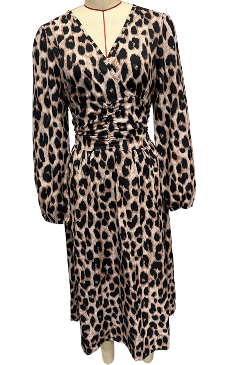Chic Leopard Print Midi Dress