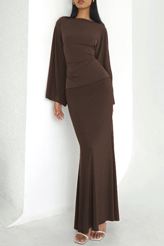 Elegant Long Sleeve Skirt Set