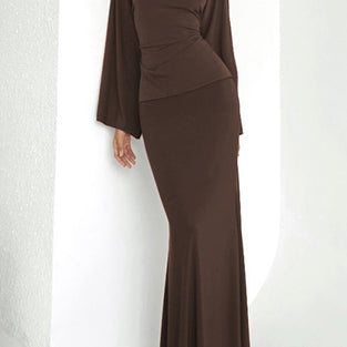 Elegant Long Sleeve Skirt Set