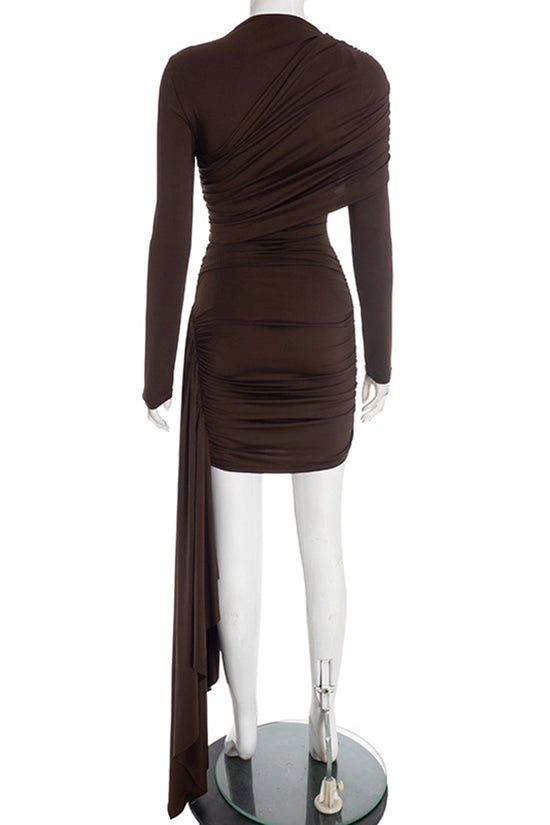 Draped Long Sleeve Bodycon Dress