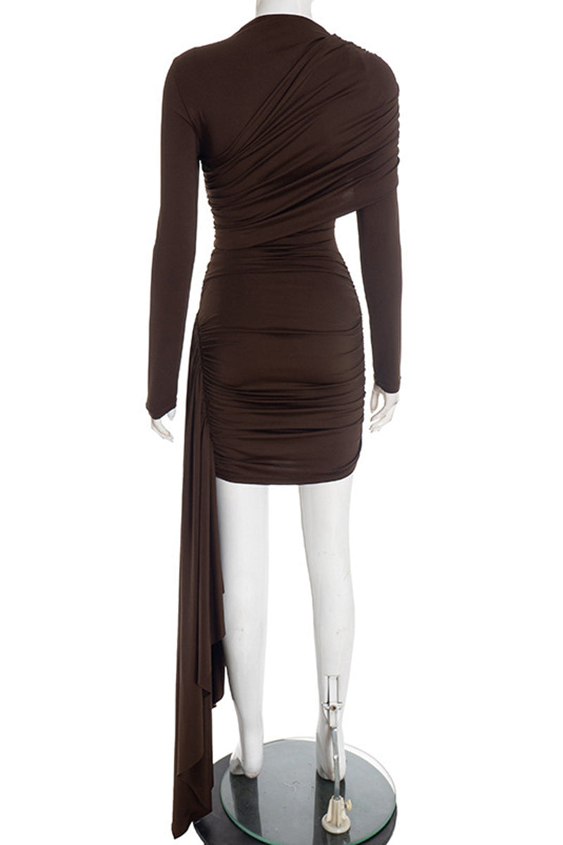 Draped Long Sleeve Bodycon Dress