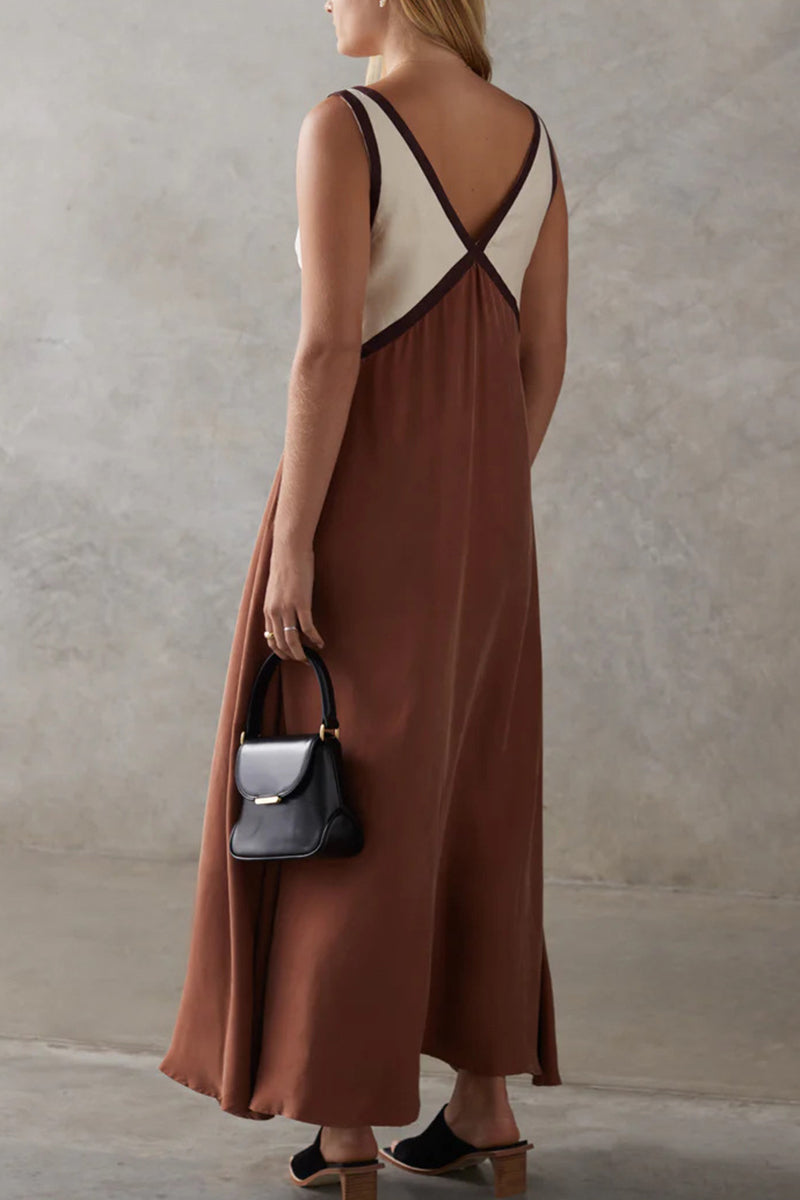 V-Neck Sleek Casual Maxi Dress