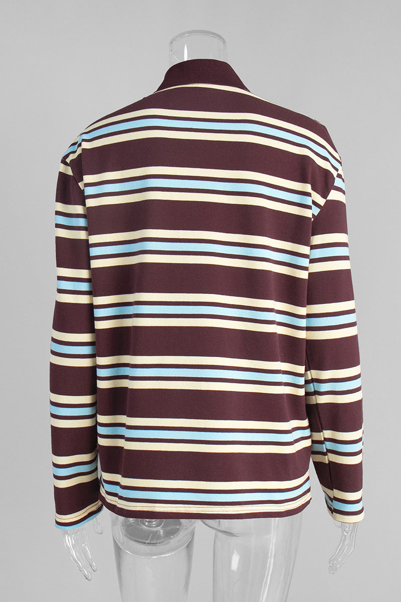 Striped Collared Long Sleeve Shirt