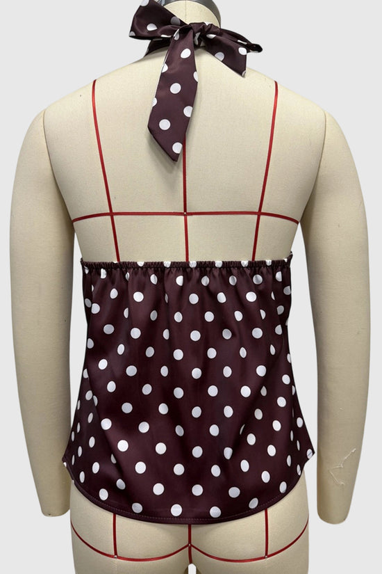Polka Dot Halter Neck Tank Top