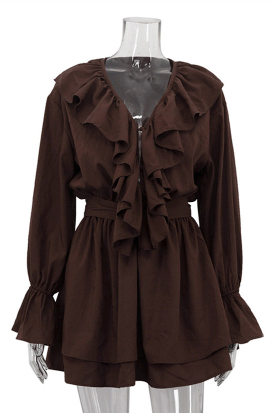 Ruffled Long Sleeve Casual Dress