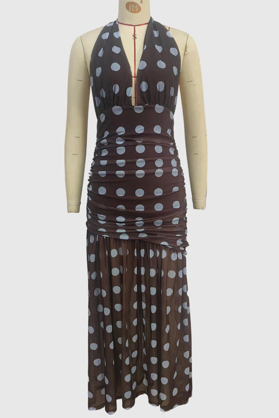 Polka Dot Halter Maxi Dress