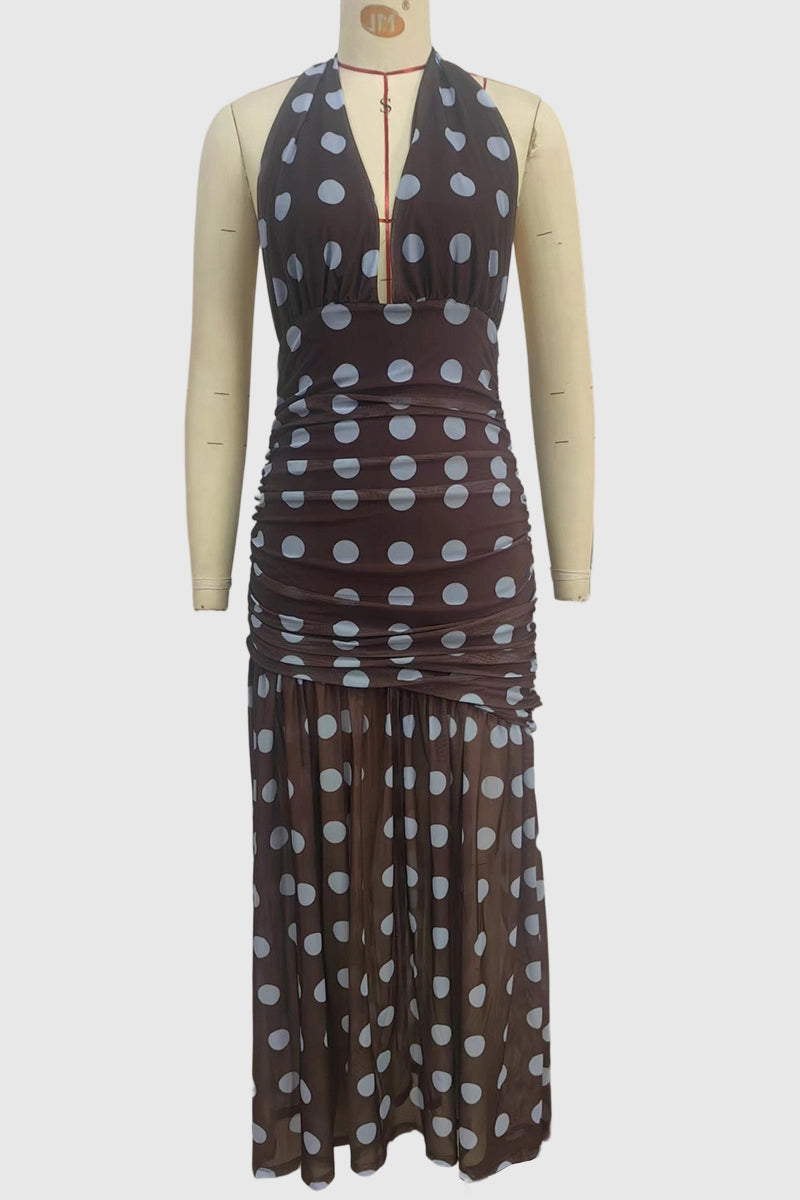 Polka Dot Halter Maxi Dress