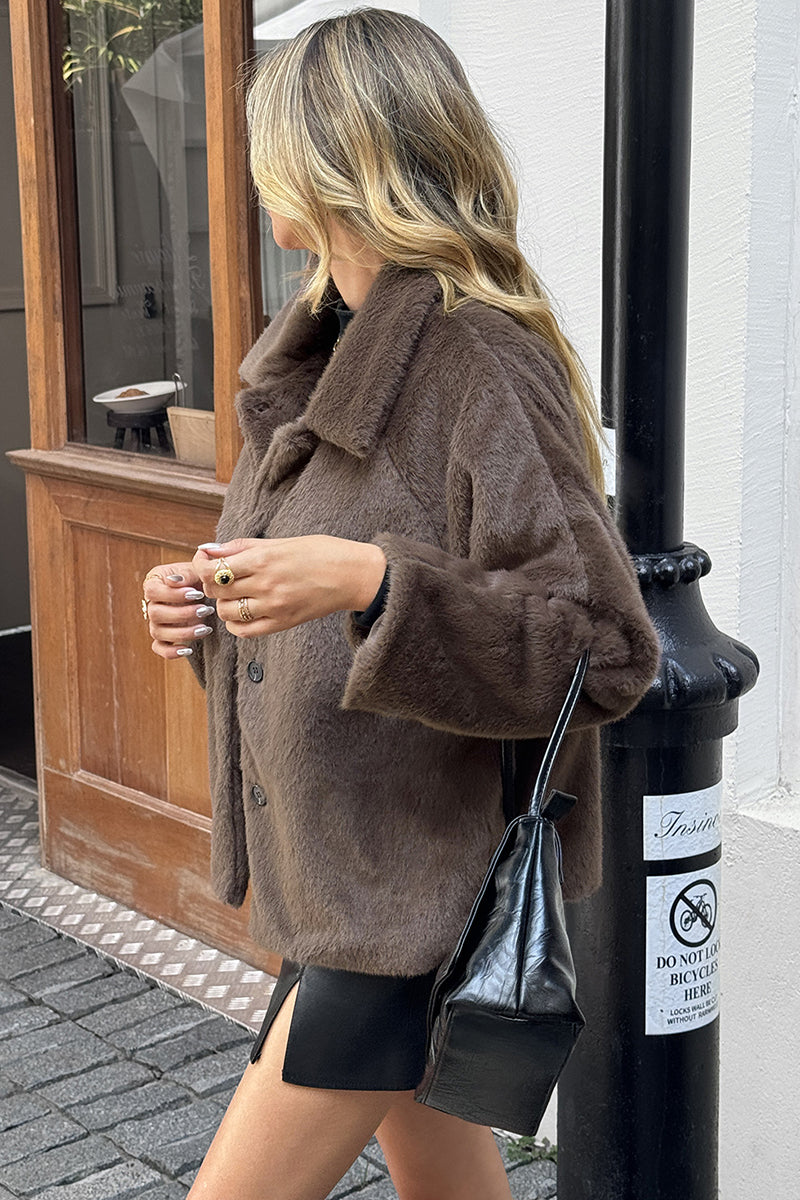 Chic Buttoned Faux Fur Coat