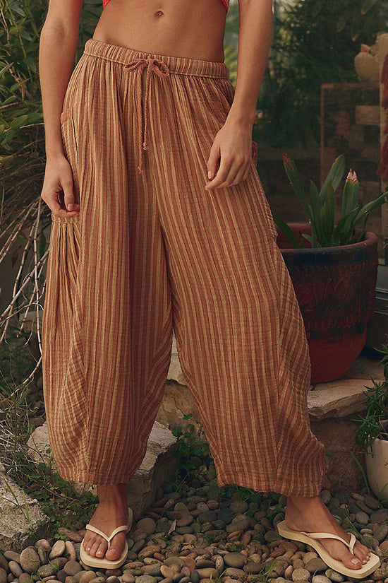 Relaxed Fit Striped Drawstring Pants
