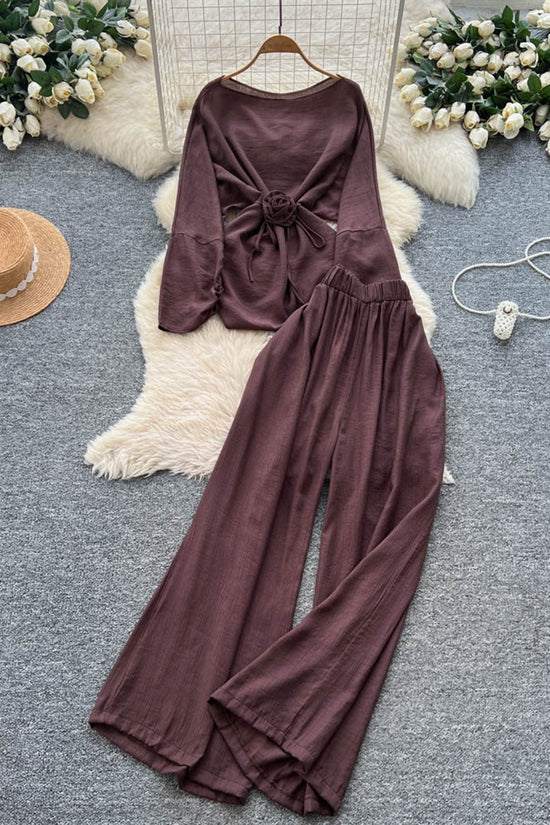 Elegant Knot Top and Wide-Leg Pants Set