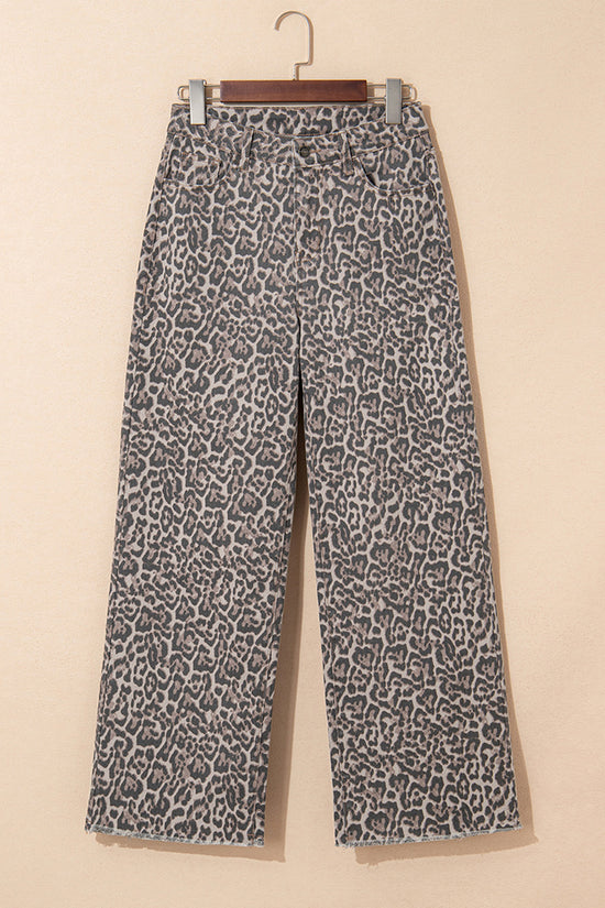 Chic Leopard Print Straight Jeans