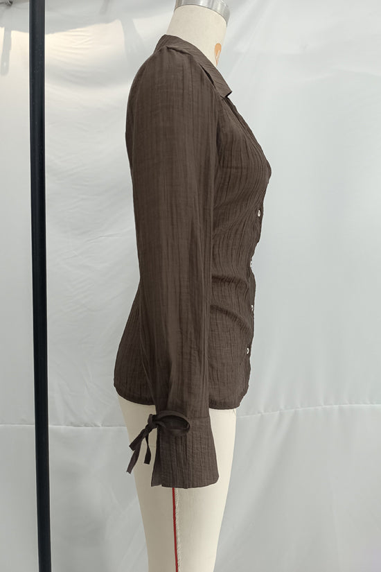Stylish Buttoned Long Sleeve Blouse