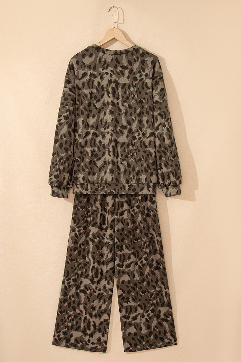 Leopard Print Relaxed Pants Set