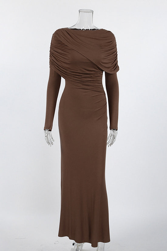 Draped Long Sleeve Casual Dress